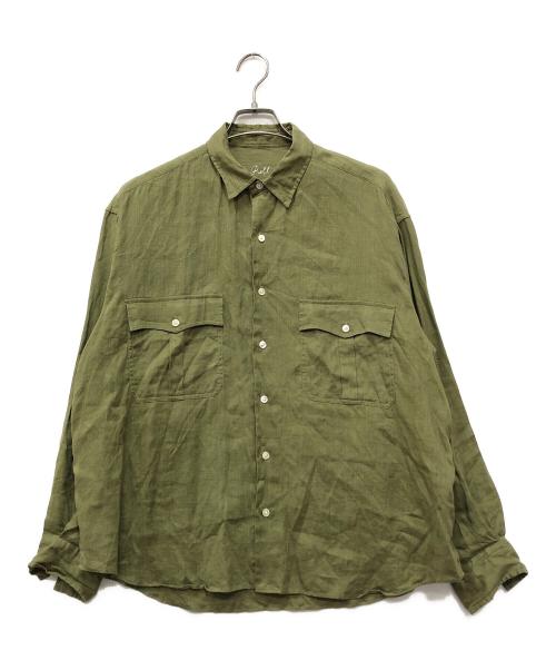 Porter Classic（ポータークラシック）Porter Classic (ポータークラシック) ロールアップ長袖リネンシャツ カーキ サイズ:Mの古着・服飾アイテム