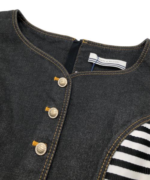 BORDERS at BALCONY（ボーダーズアットバルコニー）BORDERS AT BALCONY (ボーダーズアットバルコニー) STRETCH DENIM TOP インディゴ サイズ:36の古着・服飾アイテム