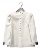 BORDERS at BALCONYボーダーズアットバルコニー）の古着「BUTTONED TWILL BLOUSE」｜ホワイト