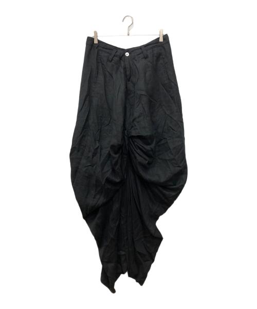 FUMITO GANRYU（フミトガンリュウ）FUMITO GANRYU (フミトガンリュウ) Draped Linen Pants ブラック サイズ:2の古着・服飾アイテム