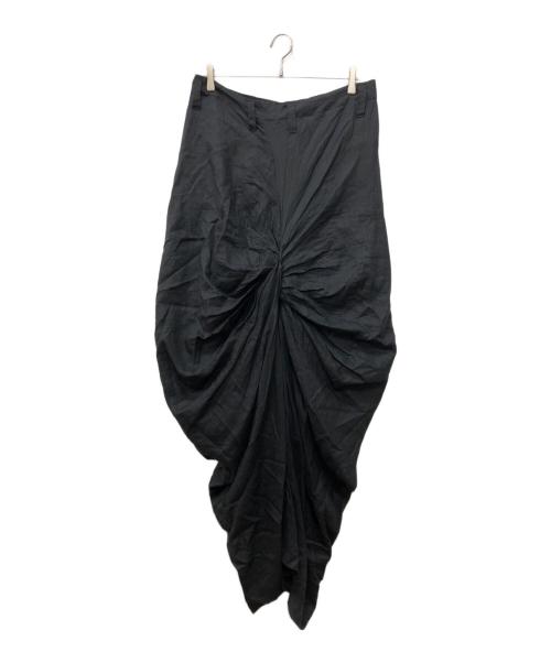 FUMITO GANRYU（フミトガンリュウ）FUMITO GANRYU (フミトガンリュウ) Draped Linen Pants ブラック サイズ:2の古着・服飾アイテム