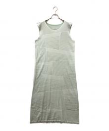 PLEATS PLEASE（プリーツプリーズ）の古着「メッシュ ロングワンピース」｜グリーン