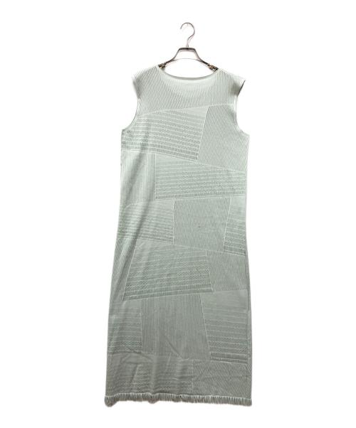 PLEATS PLEASE（プリーツプリーズ）PLEATS PLEASE (プリーツプリーズ) メッシュ ロングワンピース グリーン サイズ:3の古着・服飾アイテム
