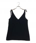 CLANEクラネ）の古着「VELOUR SHOULDER RIBBON CAMISOLE TOPS」｜ブラック