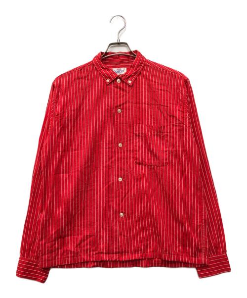 CAMPUS（キャンパス）CAMPUS (キャンパス) ストライプシャツ レッド サイズ:Mの古着・服飾アイテム