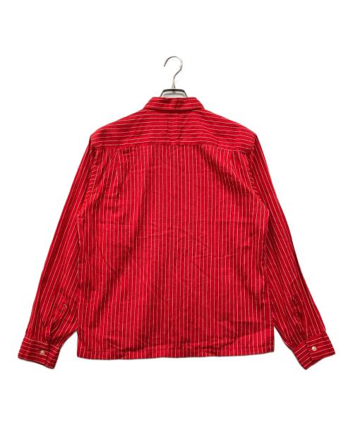 CAMPUS（キャンパス）CAMPUS (キャンパス) ストライプシャツ レッド サイズ:Mの古着・服飾アイテム