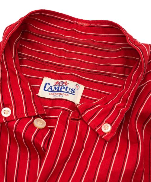 CAMPUS（キャンパス）CAMPUS (キャンパス) ストライプシャツ レッド サイズ:Mの古着・服飾アイテム