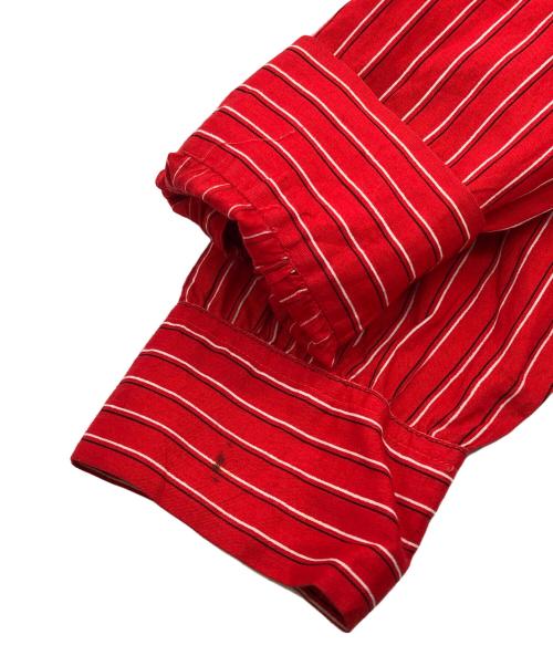 CAMPUS（キャンパス）CAMPUS (キャンパス) ストライプシャツ レッド サイズ:Mの古着・服飾アイテム