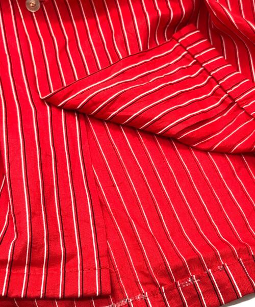 CAMPUS（キャンパス）CAMPUS (キャンパス) ストライプシャツ レッド サイズ:Mの古着・服飾アイテム