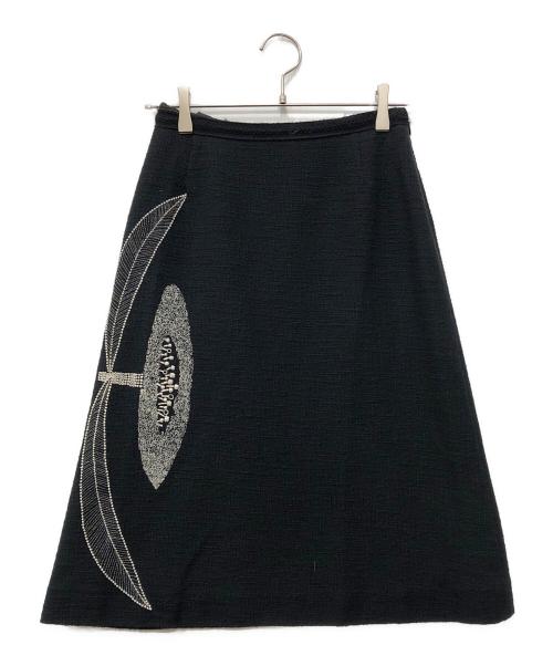 mina perhonen（ミナ ペルホネン）mina perhonen (ミナ ペルホネン) MOON FLOWERスカート ブラック サイズ:下記参照の古着・服飾アイテム