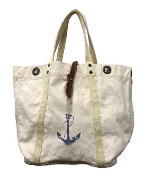 RRL（ダブルアールエル）RRL (ダブルアールエル) マリンプリント加工キャンバストートバッグ アイボリーの古着・服飾アイテム