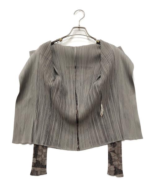 PLEATS PLEASE（プリーツプリーズ）PLEATS PLEASE (プリーツプリーズ) 総柄カーディガン グレー サイズ:3の古着・服飾アイテム