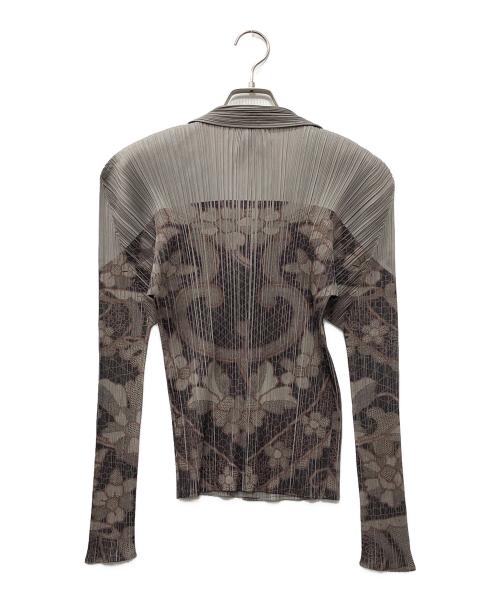 PLEATS PLEASE（プリーツプリーズ）PLEATS PLEASE (プリーツプリーズ) 総柄カーディガン グレー サイズ:3の古着・服飾アイテム
