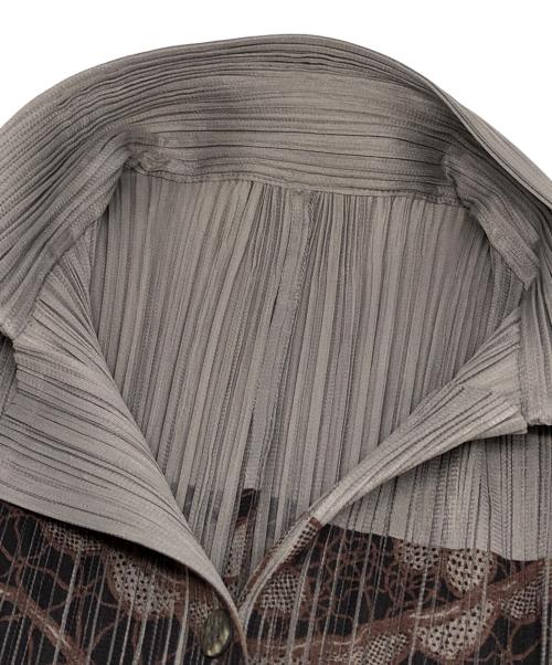 PLEATS PLEASE（プリーツプリーズ）PLEATS PLEASE (プリーツプリーズ) 総柄カーディガン グレー サイズ:3の古着・服飾アイテム