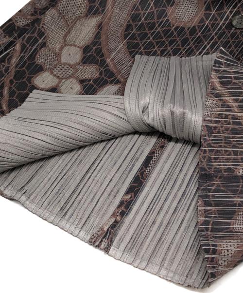 PLEATS PLEASE（プリーツプリーズ）PLEATS PLEASE (プリーツプリーズ) 総柄カーディガン グレー サイズ:3の古着・服飾アイテム