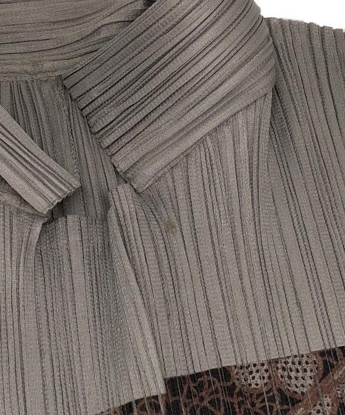 PLEATS PLEASE（プリーツプリーズ）PLEATS PLEASE (プリーツプリーズ) 総柄カーディガン グレー サイズ:3の古着・服飾アイテム