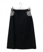 BORDERS at BALCONYボーダーズアットバルコニー）の古着「ボーダー切替スカート」｜ブラック