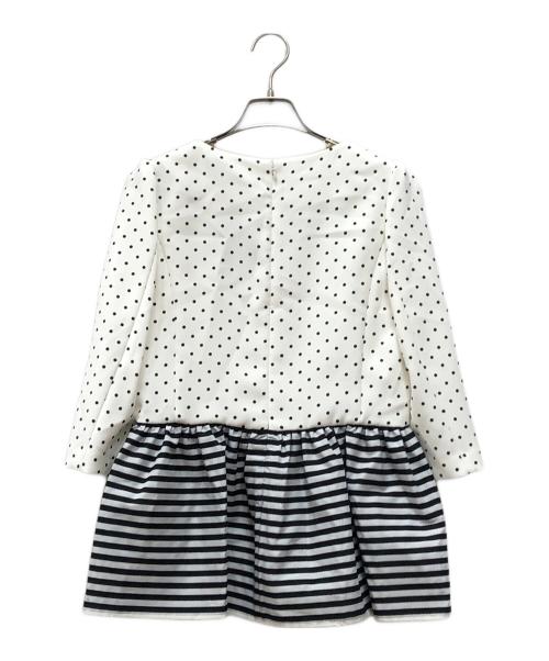 BORDERS at BALCONY（ボーダーズアットバルコニー）BORDERS AT BALCONY (ボーダーズアットバルコニー) ボーダーペプラムフレアブラウス ホワイト サイズ:36 未使用品の古着・服飾アイテム