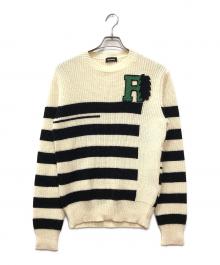 RAF SIMONS（ラフシモンズ）の古着「Rワッペンボーダーウールニット」｜アイボリー
