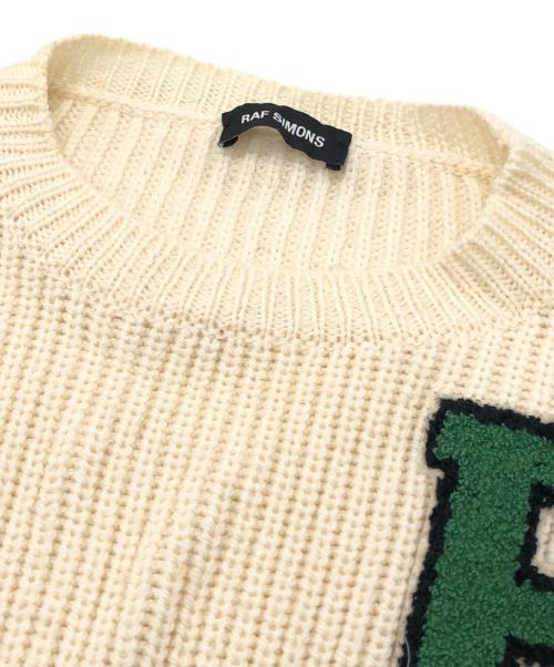 RAF SIMONS（ラフシモンズ）RAF SIMONS (ラフシモンズ) Rワッペンボーダーウールニット アイボリー サイズ:Sの古着・服飾アイテム