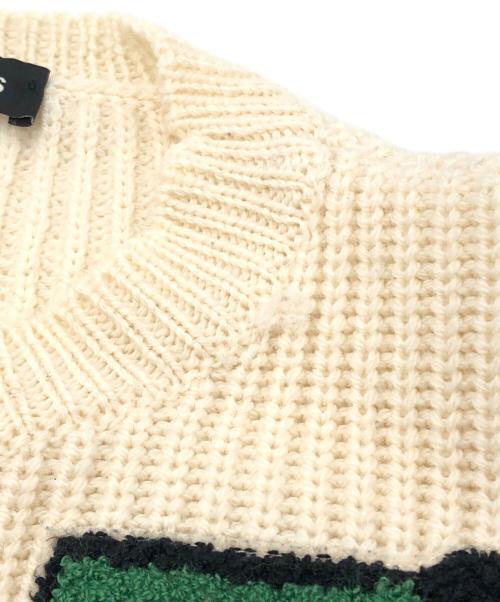 RAF SIMONS（ラフシモンズ）RAF SIMONS (ラフシモンズ) Rワッペンボーダーウールニット アイボリー サイズ:Sの古着・服飾アイテム