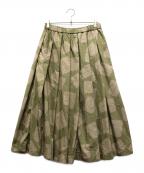 BLACK COMME des GARCONS×Filip Pagowskiブラックコムデギャルソン×）の古着「総柄ギャザーイージースカート」｜カーキ