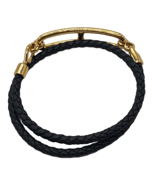 HERMES（エルメス）HERMES (エルメス) レザーブレスレット ブラックの古着・服飾アイテム