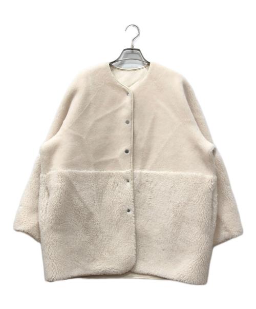 BEAUTY&YOUTH（ビューティーアンドユース）BEAUTY&YOUTH (ビューティーアンドユース) ボアフェイクムートン ノーカラーリバーシブルコート アイボリー サイズ:FREEの古着・服飾アイテム