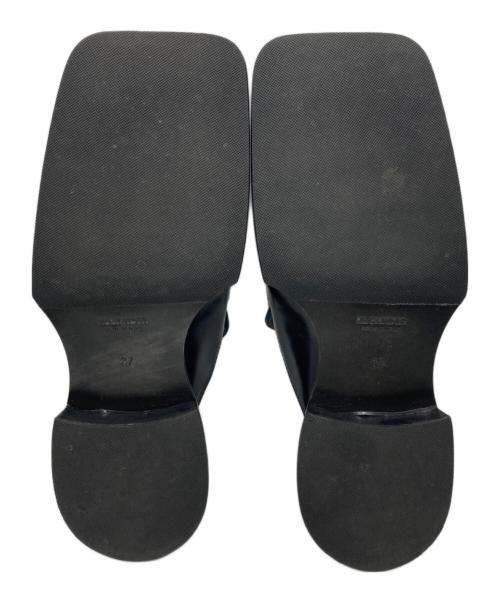 JIL SANDER（ジルサンダー）JIL SANDER (ジルサンダー) SQUARE TOE LEATHER MULES SANDALS ブラック サイズ:37の古着・服飾アイテム