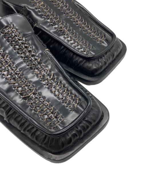 JIL SANDER（ジルサンダー）JIL SANDER (ジルサンダー) SQUARE TOE LEATHER MULES SANDALS ブラック サイズ:37の古着・服飾アイテム