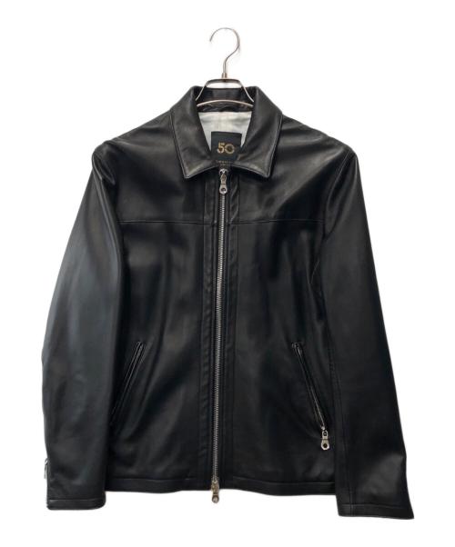 Cinquanta（チンクワンタ）Cinquanta (チンクワンタ) ラムナッパレザージップブルゾン ブラック サイズ:50の古着・服飾アイテム