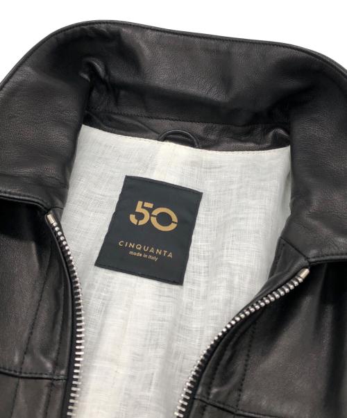 Cinquanta（チンクワンタ）Cinquanta (チンクワンタ) ラムナッパレザージップブルゾン ブラック サイズ:50の古着・服飾アイテム