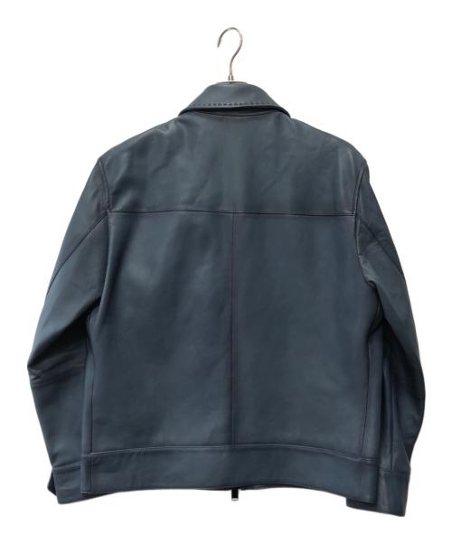 BOSS HUGO BOSS（ボス ヒューゴボス）BOSS HUGO BOSS (ボス ヒューゴボス) ラムレザーフライトジャケット ブルー サイズ:50の古着・服飾アイテム