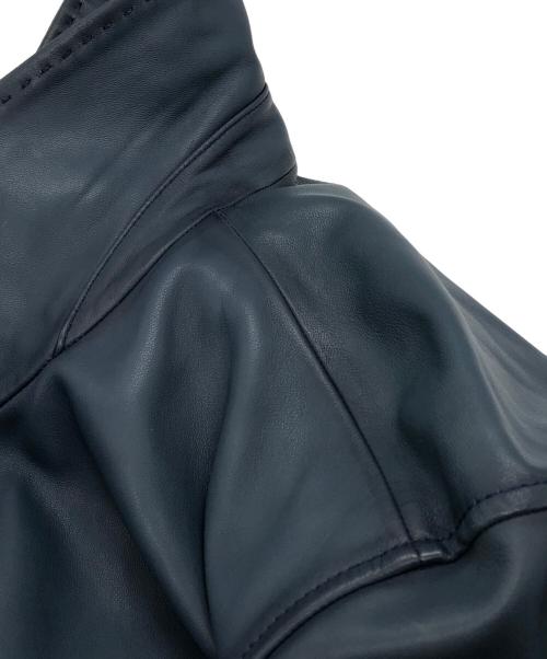 BOSS HUGO BOSS（ボス ヒューゴボス）BOSS HUGO BOSS (ボス ヒューゴボス) ラムレザーフライトジャケット ブルー サイズ:50の古着・服飾アイテム