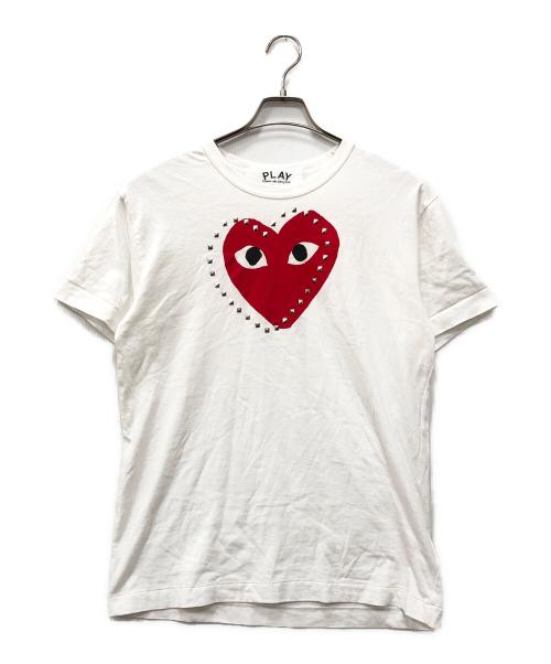 PLAY COMME des GARCONS（プレイコムデギャルソン）PLAY COMME des GARCONS (プレイコムデギャルソン) Black Heart X Studs T-Shirt ホワイト サイズ:Lの古着・服飾アイテム