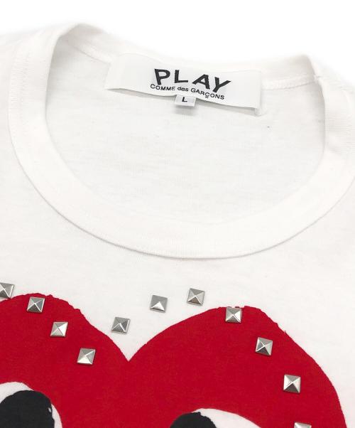PLAY COMME des GARCONS（プレイコムデギャルソン）PLAY COMME des GARCONS (プレイコムデギャルソン) Black Heart X Studs T-Shirt ホワイト サイズ:Lの古着・服飾アイテム