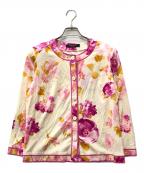 LAONARDレオナード）の古着「総柄カーディガン」｜ベージュ×ピンク