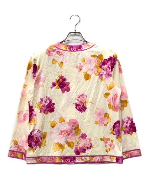 LAONARD（レオナード）LAONARD (レオナード) 総柄カーディガン ベージュ×ピンク サイズ:40の古着・服飾アイテム