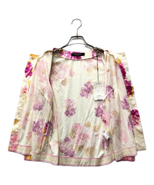 LAONARD（レオナード）LAONARD (レオナード) 総柄カーディガン ベージュ×ピンク サイズ:40の古着・服飾アイテム
