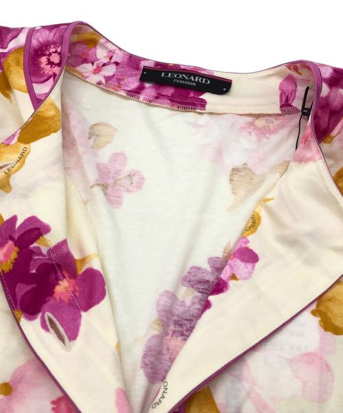 LAONARD（レオナード）LAONARD (レオナード) 総柄カーディガン ベージュ×ピンク サイズ:40の古着・服飾アイテム