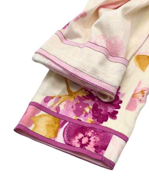 LAONARD（レオナード）LAONARD (レオナード) 総柄カーディガン ベージュ×ピンク サイズ:40の古着・服飾アイテム