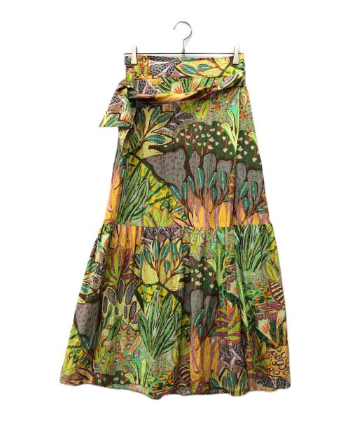 CABAN（キャバン）CABAN (キャバン) ガーデンプリント ティアードラップスカート グリーン サイズ:Fの古着・服飾アイテム