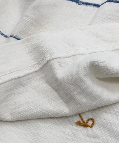 45R（フォーティファイブ・アール）45R (フォーティファイブ・アール) でこぼこ天竺のデッキ縞908Tシャツ ホワイト サイズ:2の古着・服飾アイテム