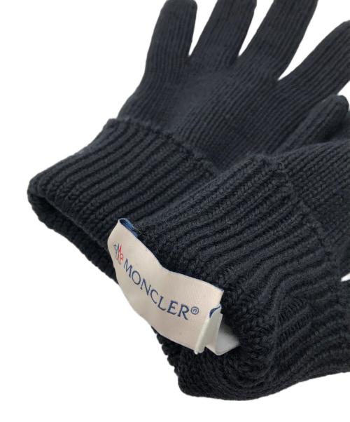 MONCLER（モンクレール）MONCLER (モンクレール) トリコロール アイコンワッペン ウール ニット グローブ ブラック サイズ:Lの古着・服飾アイテム
