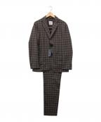 SHIPSシップス）の古着「トロピカルウール ストレッチ ギンガムチェック セットアップ」｜ブラウン