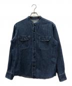 TENDERLOINテンダーロイン）の古着「バンドカラーデニムシャツ」｜インディゴ