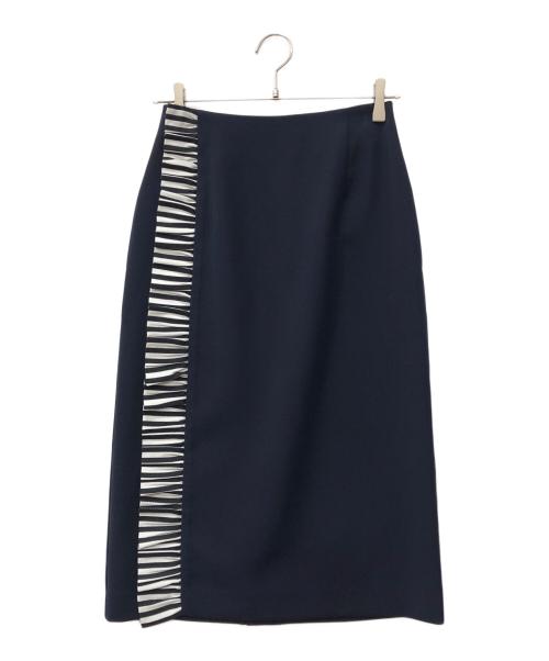 BORDERS at BALCONY（ボーダーズアットバルコニー）BORDERS AT BALCONY (ボーダーズアットバルコニー) BORDER RUFFLED SKIRT ネイビー サイズ:36 未使用品の古着・服飾アイテム