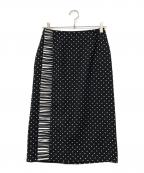 BORDERS at BALCONYボーダーズアットバルコニー）の古着「BORDER RUFFLED DOTS SKIRT」｜ブラック