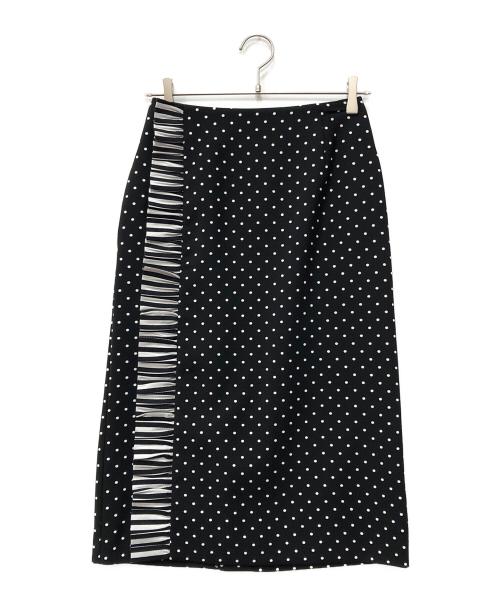BORDERS at BALCONY（ボーダーズアットバルコニー）BORDERS AT BALCONY (ボーダーズアットバルコニー) BORDER RUFFLED DOTS SKIRT ブラック サイズ:36 未使用品の古着・服飾アイテム