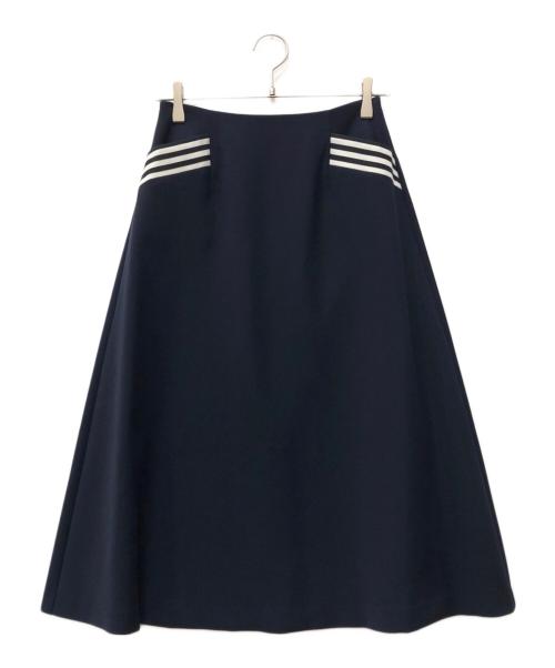 BORDERS at BALCONY（ボーダーズアットバルコニー）BORDERS at BALCONY (ボーダーズアットバルコニー) BORDER POCKET TWILL SKIRT ネイビー サイズ:36 未使用品の古着・服飾アイテム